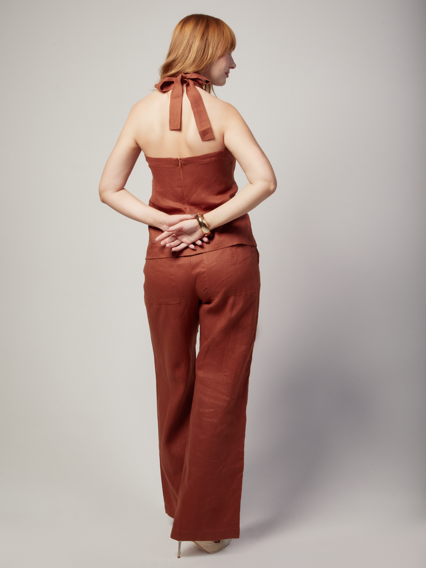 Top Amanda Linho Marrom