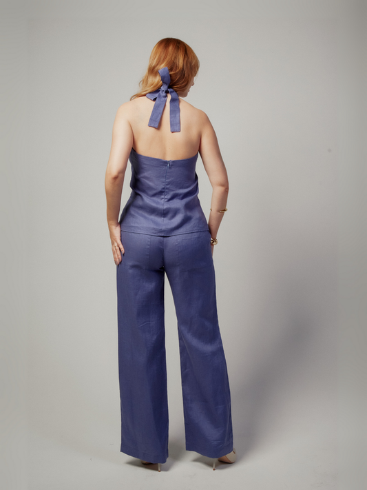 Top Amanda Linho Azul