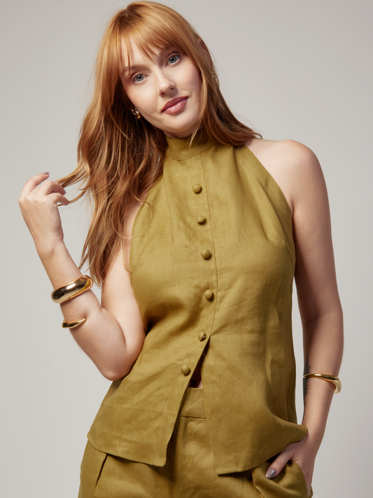 Top Amanda Linho Verde