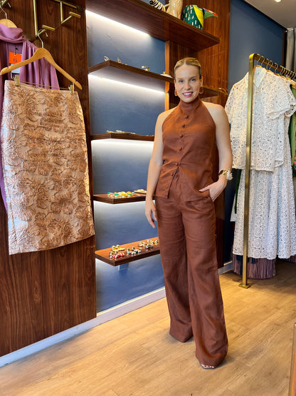 Calça Amanda Linho Marrom